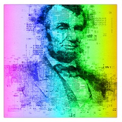 Abraham Lincoln Portrait Rainbow Colors Typography Large Satin Scarf (square) by yoursparklingshop