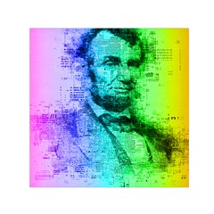 Abraham Lincoln Portrait Rainbow Colors Typography Small Satin Scarf (square) by yoursparklingshop