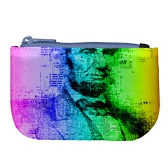 Abraham Lincoln Portrait Rainbow Colors Typography Large Coin Purse by yoursparklingshop