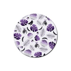 Tropical Pattern Rubber Coaster (round)  by Valentinaart