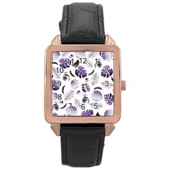 Tropical Pattern Rose Gold Leather Watch  by Valentinaart