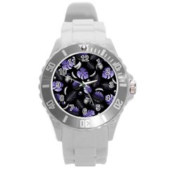 Tropical Pattern Round Plastic Sport Watch (l) by Valentinaart