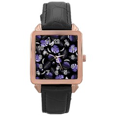 Tropical Pattern Rose Gold Leather Watch  by Valentinaart