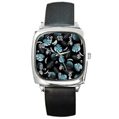 Tropical Pattern Square Metal Watch by Valentinaart