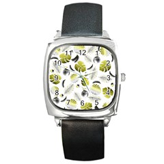 Tropical Pattern Square Metal Watch by Valentinaart