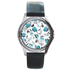 Tropical Pattern Round Metal Watch by Valentinaart