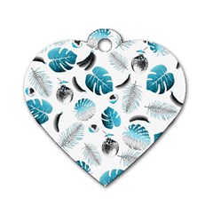 Tropical Pattern Dog Tag Heart (one Side) by Valentinaart