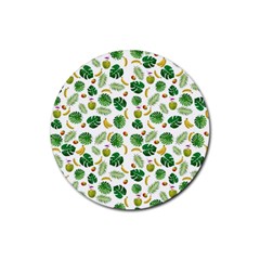 Tropical Pattern Rubber Coaster (round)  by Valentinaart