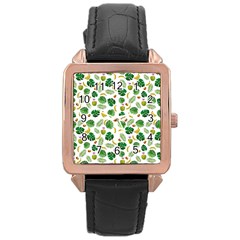 Tropical Pattern Rose Gold Leather Watch  by Valentinaart