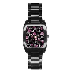 Tropical Pattern Stainless Steel Barrel Watch by Valentinaart