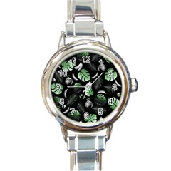 Tropical Pattern Round Italian Charm Watch by Valentinaart