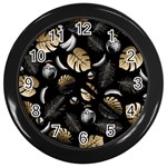 Tropical pattern Wall Clocks (Black) Front