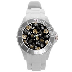 Tropical Pattern Round Plastic Sport Watch (l)