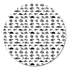 Fish Pattern Magnet 5  (round) by ValentinaDesign