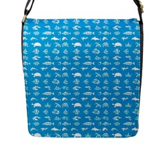 Fish pattern Flap Messenger Bag (L) 