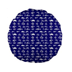 Fish Pattern Standard 15  Premium Flano Round Cushions by ValentinaDesign