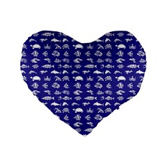 Fish Pattern Standard 16  Premium Flano Heart Shape Cushions by ValentinaDesign