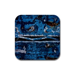 Blue Painted Wood                Rubber Square Coaster (4 Pack by LalyLauraFLM