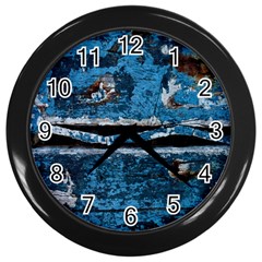 Blue Painted Wood                Wall Clock (black) by LalyLauraFLM