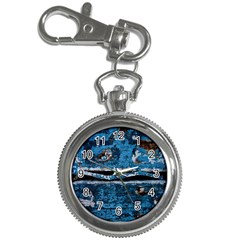 Blue Painted Wood                Key Chain Watch by LalyLauraFLM