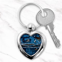 Blue Painted Wood                Key Chain (heart) by LalyLauraFLM