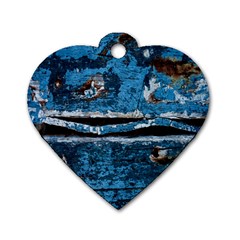 Blue Painted Wood                Dog Tag Heart (one Side) by LalyLauraFLM