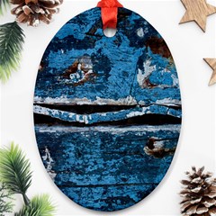 Blue Painted Wood                Ornament (oval) by LalyLauraFLM