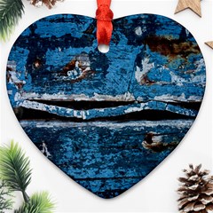 Blue Painted Wood                Ornament (heart) by LalyLauraFLM