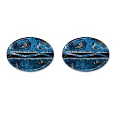 Blue Painted Wood                Cufflinks (oval) by LalyLauraFLM