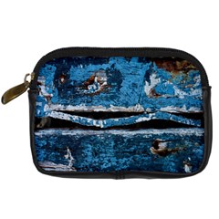 Blue Painted Wood           Digital Camera Leather Case by LalyLauraFLM