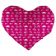 Fish pattern Large 19  Premium Heart Shape Cushions