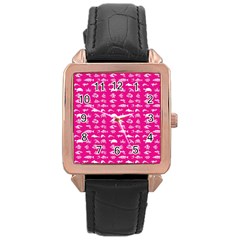 Fish Pattern Rose Gold Leather Watch  by ValentinaDesign