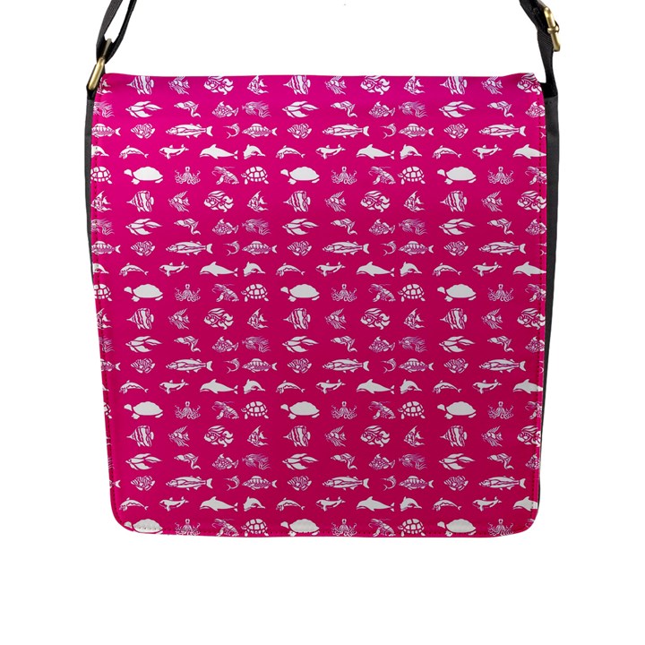 Fish pattern Flap Messenger Bag (L) 