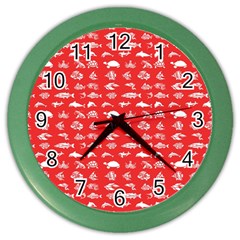 Fish Pattern Color Wall Clocks by ValentinaDesign