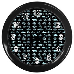 Fish Pattern Wall Clocks (black) by ValentinaDesign