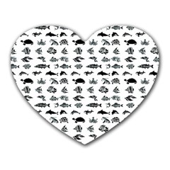 Fish Pattern Heart Mousepads by ValentinaDesign