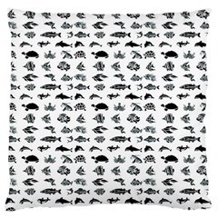 Fish Pattern Large Flano Cushion Case (two Sides) by ValentinaDesign