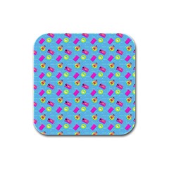 Summer Pattern Rubber Square Coaster (4 Pack)  by ValentinaDesign