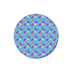 Summer Pattern Rubber Round Coaster (4 Pack)  by ValentinaDesign