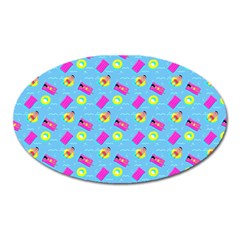 Summer Pattern Oval Magnet by ValentinaDesign