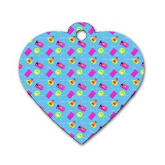 Summer Pattern Dog Tag Heart (one Side) by ValentinaDesign