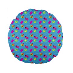 Summer Pattern Standard 15  Premium Flano Round Cushions by ValentinaDesign