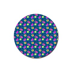 Summer Pattern Rubber Coaster (round)  by ValentinaDesign