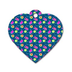 Summer Pattern Dog Tag Heart (one Side) by ValentinaDesign