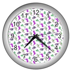 Dinosaurs pattern Wall Clocks (Silver) 