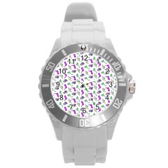 Dinosaurs pattern Round Plastic Sport Watch (L)