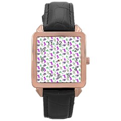 Dinosaurs pattern Rose Gold Leather Watch 