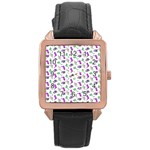 Dinosaurs pattern Rose Gold Leather Watch  Front