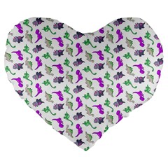 Dinosaurs pattern Large 19  Premium Flano Heart Shape Cushions