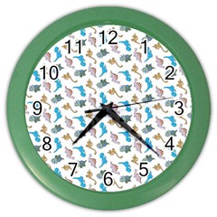 Dinosaurs Pattern Color Wall Clocks by ValentinaDesign